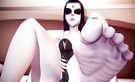Sb Raven Handjob, big black Pierced rod White Masked ladyboy 3d Animation